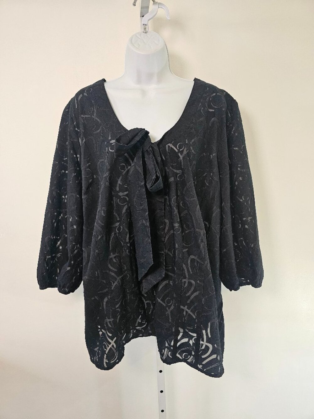 Lane Bryant Blouse Black Sheer Grunge Goth Boho Burnout 22/24